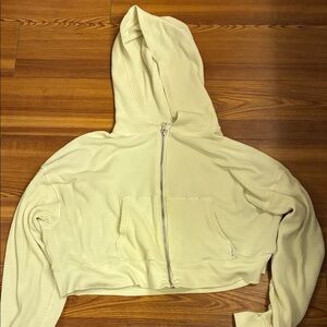 TNA aritizia cropped thermal waffle hoodie off white size 2